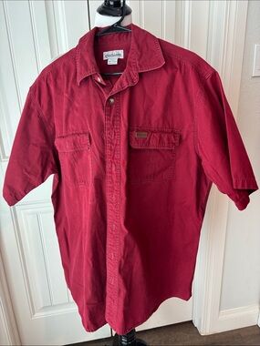 Carhartt Men's Deep Red Short-Sleeve Button-Down Work Shirt